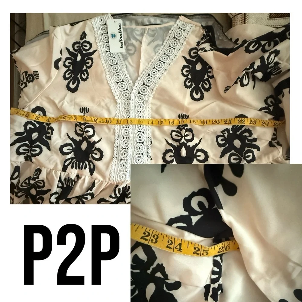 Betty Cream Boutique+ Faux Embroidered Cream: White Lace & Black Accents NWT 3X
